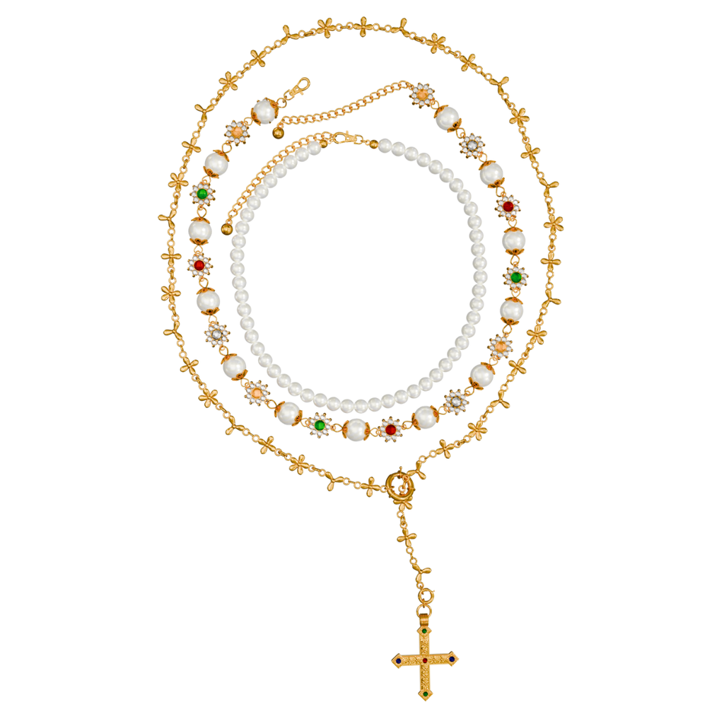 SAINT ROSARY GN/X NECKLACE SET