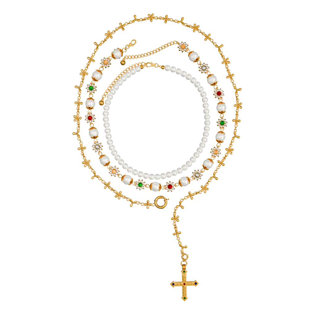 SAINT ROSARY GN/X NECKLACE SET