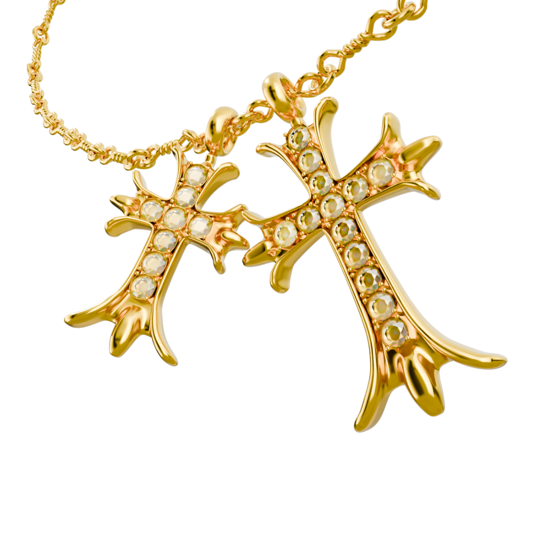 DUAL CROSS GD/X NECKLACE