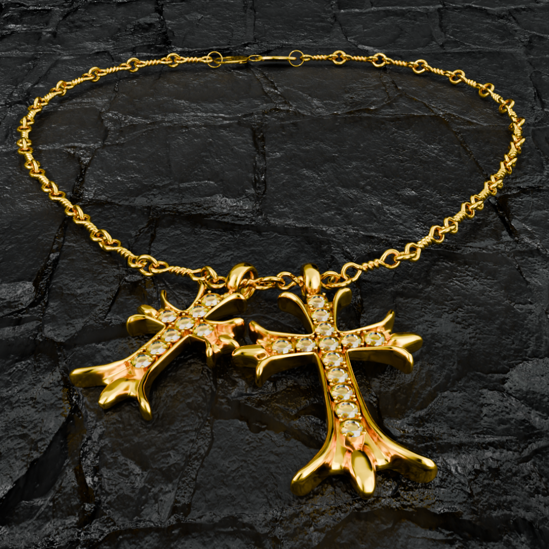 DUAL CROSS GD/X NECKLACE