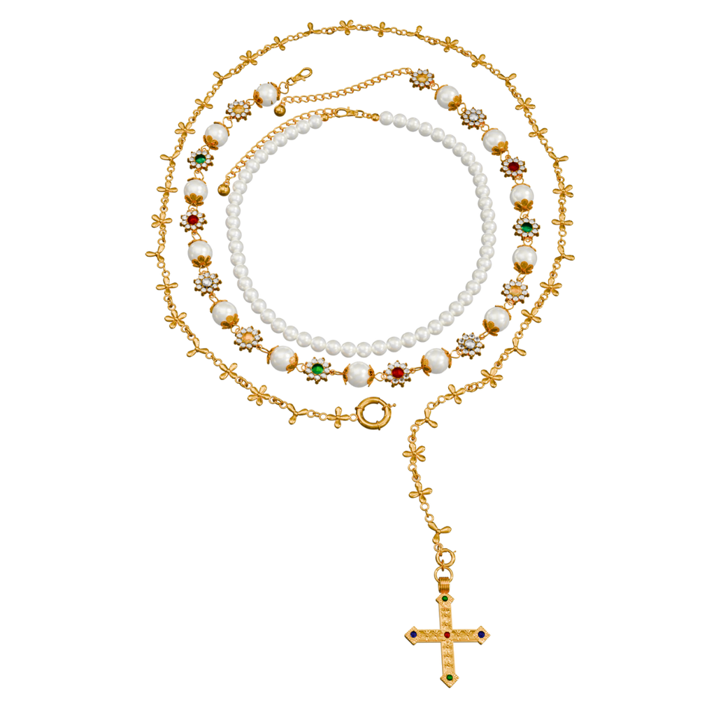 SAINT ROSARY GN/X NECKLACE SET